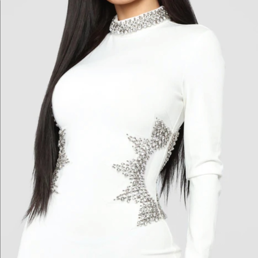 Long sleeve rhinestone dress